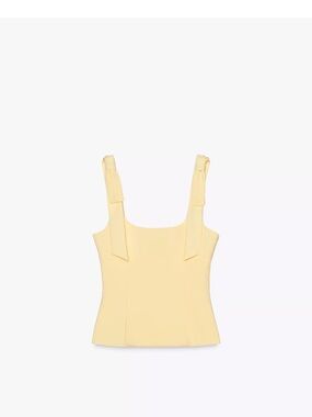 Zara Pale Yellow Tie-Shoulder Square Neck Camisole